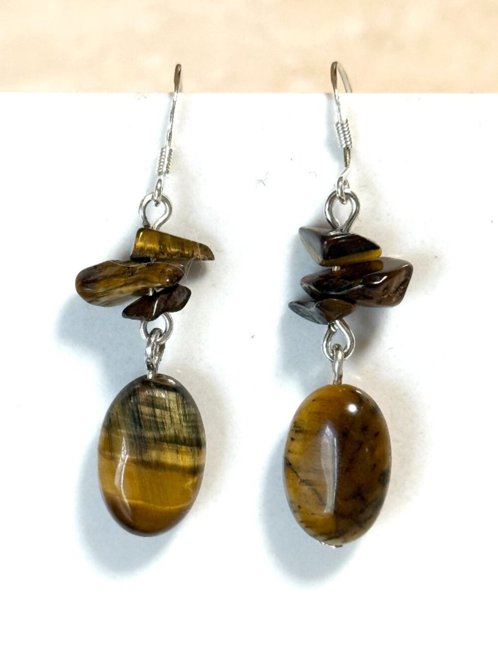 2/$20, Tigers Eye Dangle Earrings, Genuine Gemstone & Sterling Silver Hooks